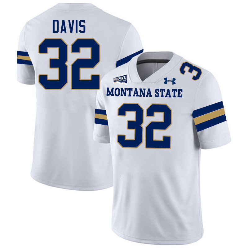 Montana State Bobcats #32 Julius Davis College Football Jerseys,Uniforms Stitched-White